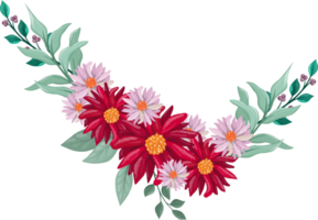 arreglo floral rojo estilo acuarela png