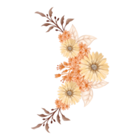 arreglo de flores de naranja con estilo acuarela png