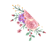 Pink flower arrangement with watercolor style png