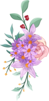 arrangement de fleurs roses avec style aquarelle png