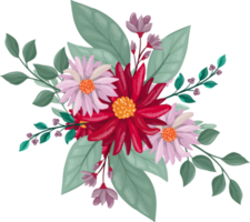 Red Flower Arrangement with watercolor style png