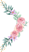 arranjo de flores rosa com estilo aquarela png