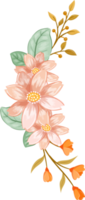 arranjo de flor de laranja rosa com estilo aquarela png