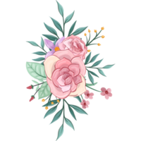 Pink flower arrangement with watercolor style png