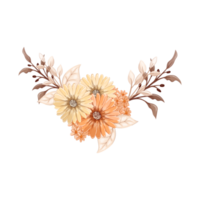 arreglo de flores de naranja con estilo acuarela png