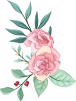 Pink flower arrangement with watercolor style png