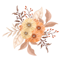 Orange Flower Arrangement with watercolor style png