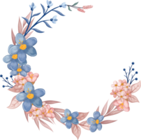 arreglo floral azul con estilo acuarela png