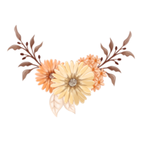 Orange Flower Arrangement with watercolor style png