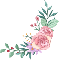 arranjo de flores rosa com estilo aquarela png