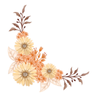 orange blomma arrangemang med vattenfärg stil png