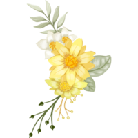 arranjo de flores amarelas com estilo aquarela png