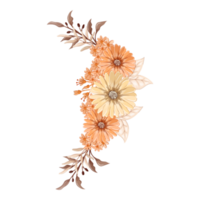 arreglo de flores de naranja con estilo acuarela png