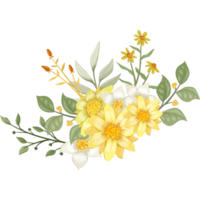 arrangement de fleurs jaunes avec style aquarelle png