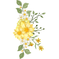 arranjo de flores amarelas com estilo aquarela png