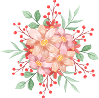 Orange Flower Arrangement with watercolor style png