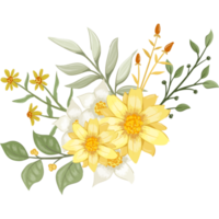 arreglo floral amarillo estilo acuarela png