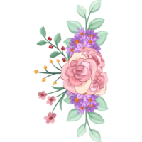 Pink flower arrangement with watercolor style png