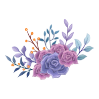 arrangement de fleurs violettes avec style aquarelle png