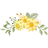 arreglo floral amarillo estilo acuarela png