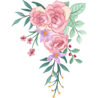 arreglo floral rosa con estilo acuarela png