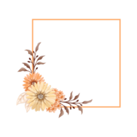 arreglo de flores de naranja con estilo acuarela png