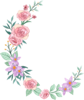 arranjo de flores rosa com estilo aquarela png