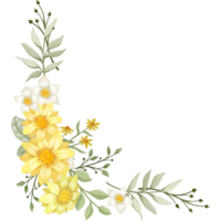 arrangement de fleurs jaunes avec style aquarelle png