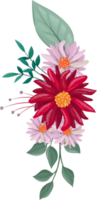 Red Flower Arrangement with watercolor style png