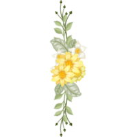 arranjo de flores amarelas com estilo aquarela png