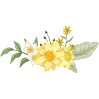 arranjo de flores amarelas com estilo aquarela png