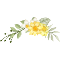 arranjo de flores amarelas com estilo aquarela png