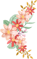 arreglo de flores de naranja con estilo acuarela png