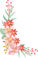 arreglo de flores de naranja con estilo acuarela png