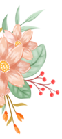 arreglo de flores de naranja con estilo acuarela png