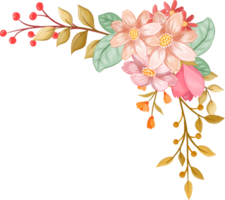 arreglo de flores de naranja con estilo acuarela png