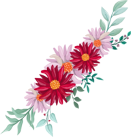 Red Flower Arrangement with watercolor style png