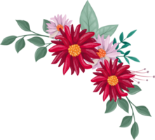 Red Flower Arrangement with watercolor style png