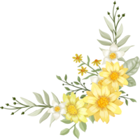 arranjo de flores amarelas com estilo aquarela png