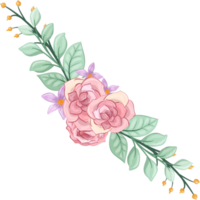 arranjo de flores rosa com estilo aquarela png