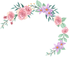 Pink flower arrangement with watercolor style png