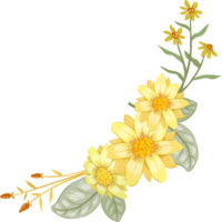 arranjo de flores amarelas com estilo aquarela png