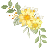 gul blomma arrangemang med vattenfärg stil png
