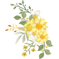 arranjo de flores amarelas com estilo aquarela png