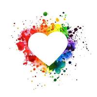 Grunge watercolor painted heart. Rainbow colors. Love symbol. vector