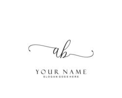 Initial AB beauty monogram and elegant logo design, handwriting logo of initial signature, wedding, fashion, floral and botanical with creative template. vector