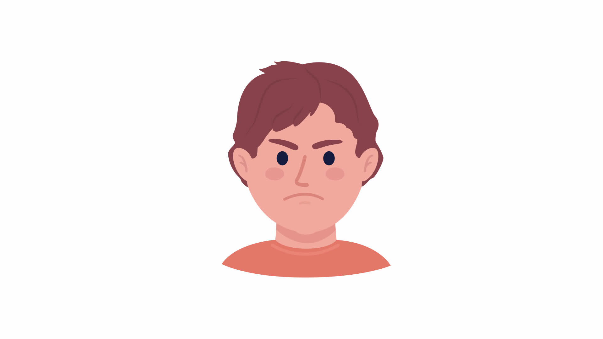 Animated angry little boy emotion. Aggressive kid. Irate child. Flat ...