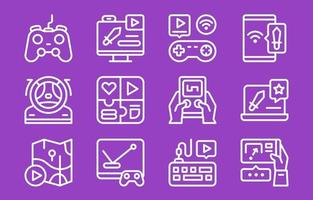 Game Outline Icon Set for Game Apps vector