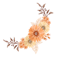 Orange Flower Arrangement with watercolor style png