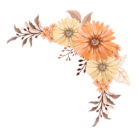 arrangement de fleurs orange avec style aquarelle png